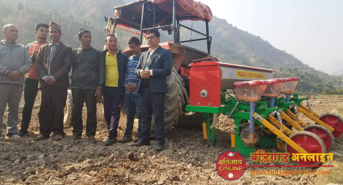 मुसिकोटमा पहिलो पटक उच्चतम प्रविधिको प्रयोग गरी मकैको बिउ रोपियो